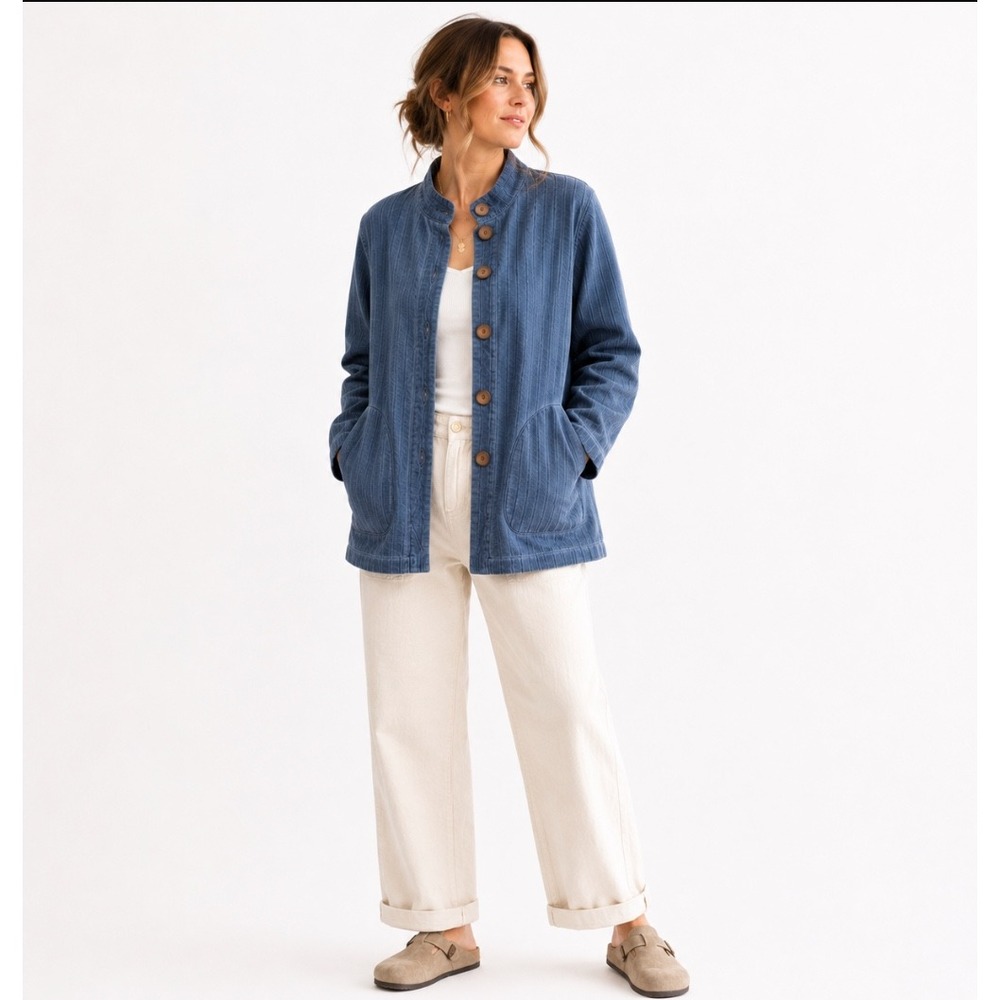 Focus Casual Life Cotton Textured Jacket Womens S Lagenlook Boho Artsy